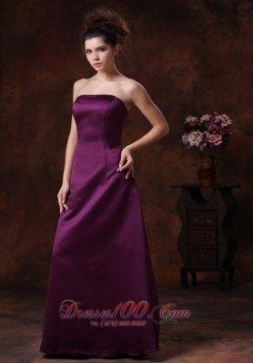 Sheath Strapless Purple Bridesmaid Dress Layered