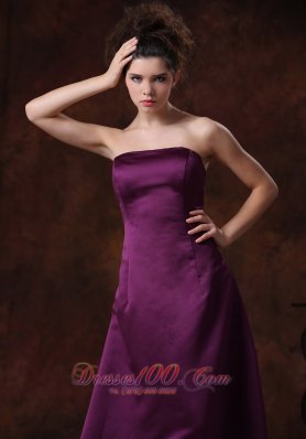 Sheath Strapless Purple Bridesmaid Dress Layered