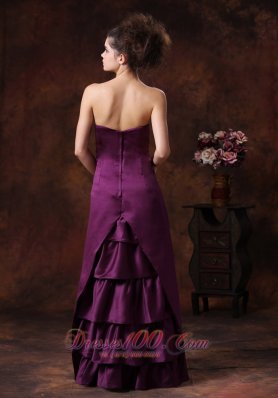 Sheath Strapless Purple Bridesmaid Dress Layered