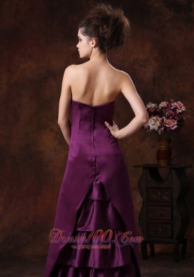 Sheath Strapless Purple Bridesmaid Dress Layered