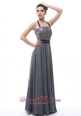 Halter Dark Grey Belt Bridesmaid Dress Ruffles 2013