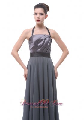 Halter Dark Grey Belt Bridesmaid Dress Ruffles 2013