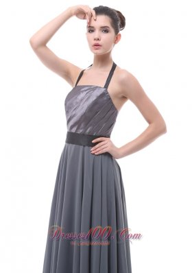 Halter Dark Grey Belt Bridesmaid Dress Ruffles 2013