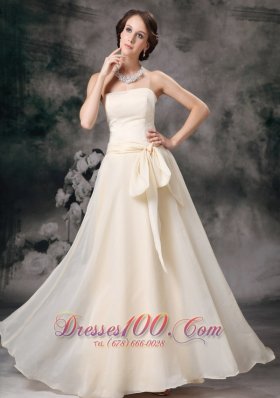 Empire Strapless Off White Prom Evening Wears Sash