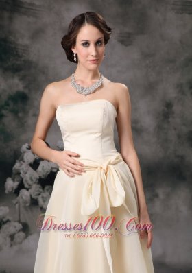 Empire Strapless Off White Prom Evening Wears Sash