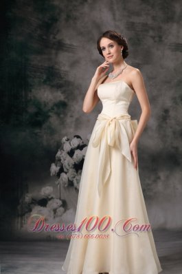 Empire Strapless Off White Prom Evening Wears Sash