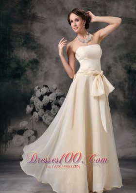 Empire Strapless Off White Prom Evening Wears Sash