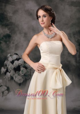 Empire Strapless Off White Prom Evening Wears Sash