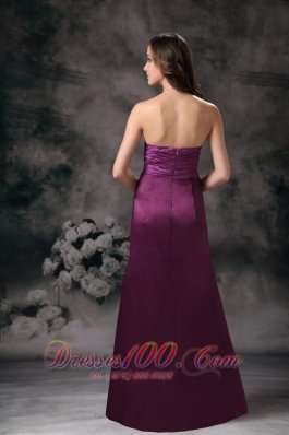 Empire Beaded Purple Bridesmaid Dress Sheath Strapless