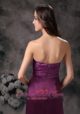 Empire Beaded Purple Bridesmaid Dress Sheath Strapless