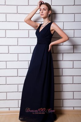 V-neck Black Chiffon Dress for Matrons of Honor