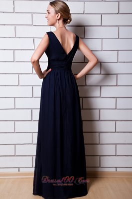 V-neck Black Chiffon Dress for Matrons of Honor