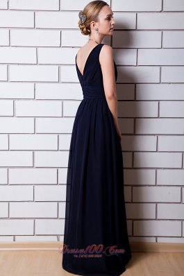 V-neck Black Chiffon Dress for Matrons of Honor