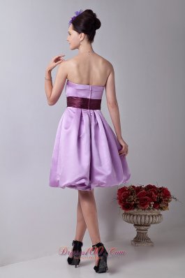 Sash Lilac Strapless Prom Homecoming Dress Knee-length