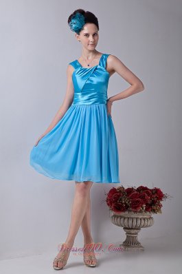 Straps Aqua Blue Prom Homecoming Dress Empire Ruffled