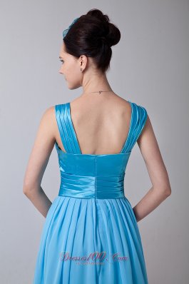 Straps Aqua Blue Prom Homecoming Dress Empire Ruffled