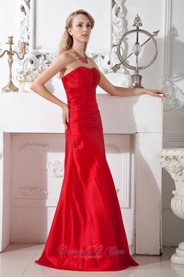 Sweetheart Red Ruch Prom Formal Dress for Custom Made