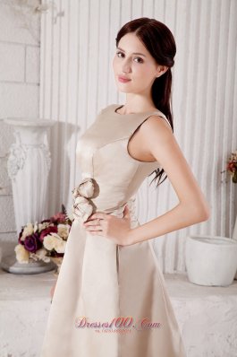 Champagne Bateau Prom / Cocktail Dress Knee-length