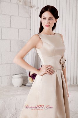 Champagne Bateau Prom / Cocktail Dress Knee-length