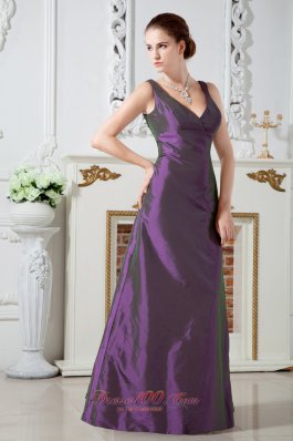 Dark Orchid V-neck Ruch Mother Of The Bride Dress Column