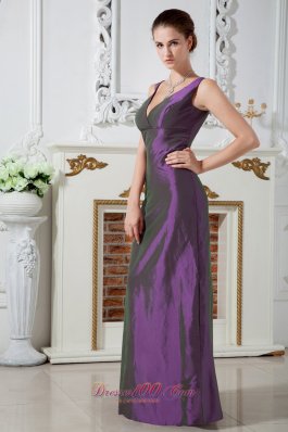 Dark Orchid V-neck Ruch Mother Of The Bride Dress Column