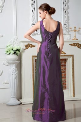 Dark Orchid V-neck Ruch Mother Of The Bride Dress Column