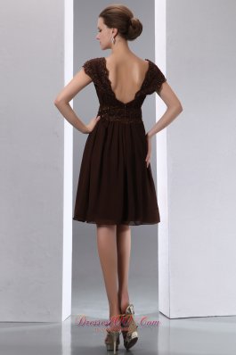 Saddle Brown Square Mother Of The Bride Dress Knee-length