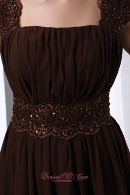 Saddle Brown Square Mother Of The Bride Dress Knee-length