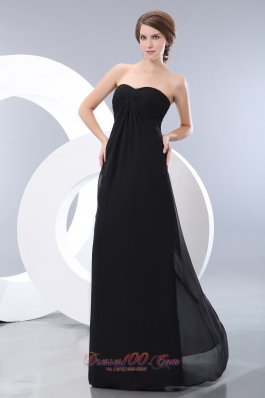 Black Long Bridesmaid Maxi Dress Sweetheart Ruch Empire