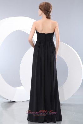 Black Long Bridesmaid Maxi Dress Sweetheart Ruch Empire