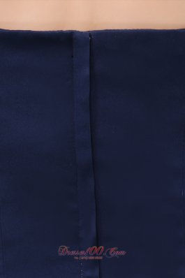 Navy Blue Strapless Ruch Bridesmaid Dress Column