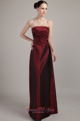 Burgundy Empire Bridesmaid Maxi Dress Ruch Strapless