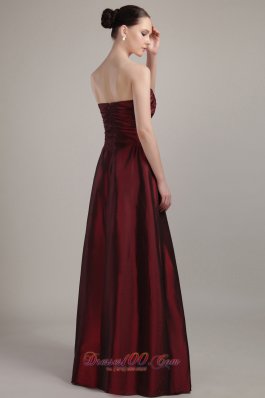 Burgundy Empire Bridesmaid Maxi Dress Ruch Strapless