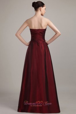 Burgundy Empire Bridesmaid Maxi Dress Ruch Strapless