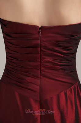 Burgundy Empire Bridesmaid Maxi Dress Ruch Strapless