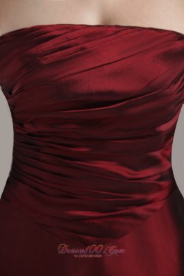 Burgundy Empire Bridesmaid Maxi Dress Ruch Strapless