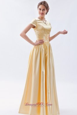 Champagne Column Scoop Beading Maid of Honor Dress