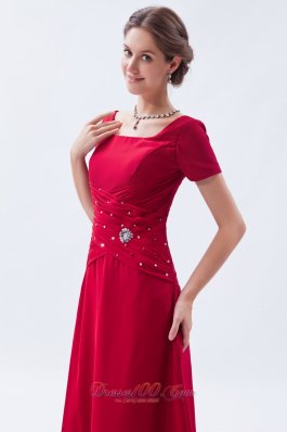 Scoop Chief Bridesmaid Dress Beading Wine Red Empire