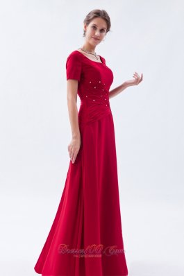 Scoop Chief Bridesmaid Dress Beading Wine Red Empire