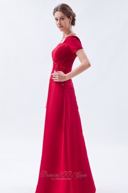 Scoop Chief Bridesmaid Dress Beading Wine Red Empire