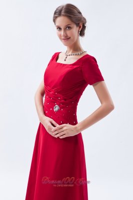 Scoop Chief Bridesmaid Dress Beading Wine Red Empire