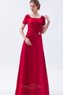 Scoop Chief Bridesmaid Dress Beading Wine Red Empire