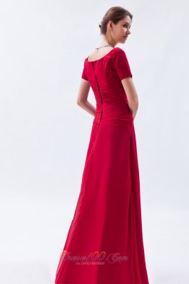 Scoop Chief Bridesmaid Dress Beading Wine Red Empire