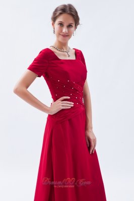 Scoop Chief Bridesmaid Dress Beading Wine Red Empire