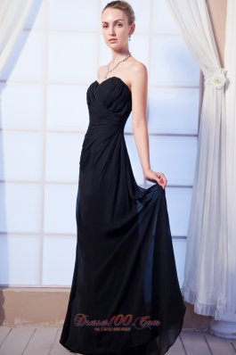 Black Empire Bridesmaid Dress Floor-length Ruch