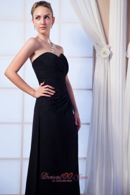 Black Empire Bridesmaid Dress Floor-length Ruch