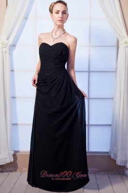 Black Empire Bridesmaid Dress Floor-length Ruch