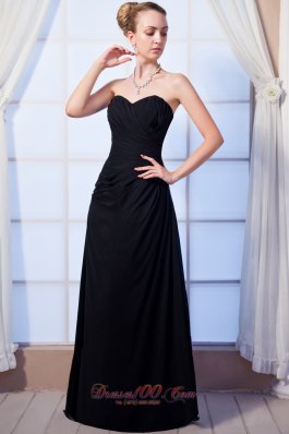 Black Empire Bridesmaid Dress Floor-length Ruch