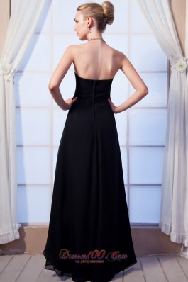 Black Empire Bridesmaid Dress Floor-length Ruch