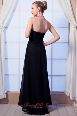 Black Empire Bridesmaid Dress Floor-length Ruch